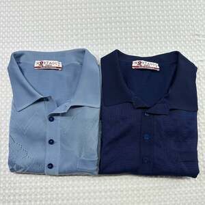 LOT of 2 Montagut Paris Vintage Short Sleeve Knit Polo Shirt Made in France